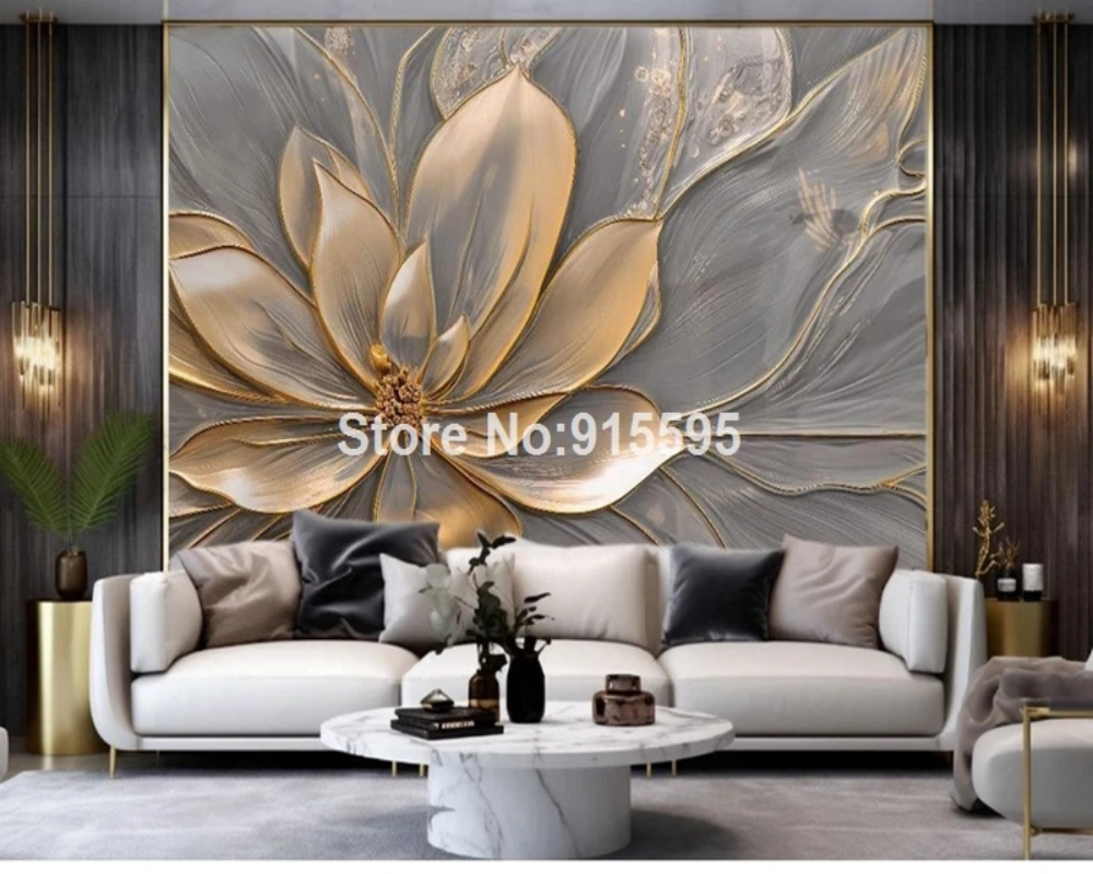 3D Wallpaper Floral Plaster Artisan
